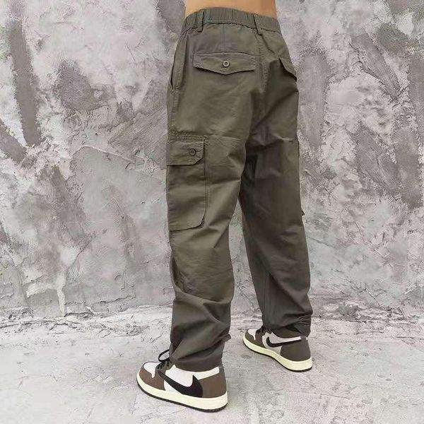 

spring&summer american casual pants for men and women loose high street splash ink multi-pocket tooling straight-leg a128 men's, Black