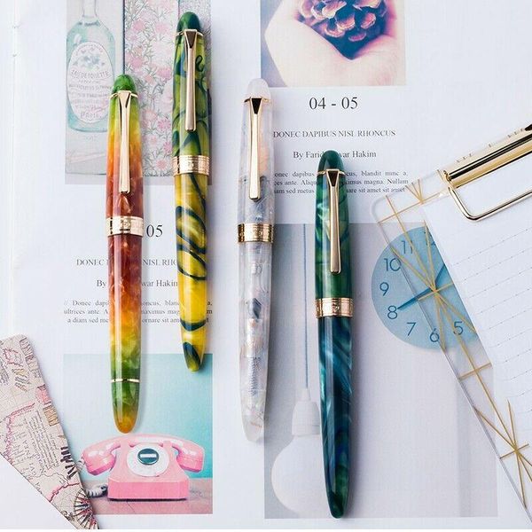 

fountain pens colorful lorelei resin converter filling pen golden clip fine nib 0.5mm ink with box office supplies gift