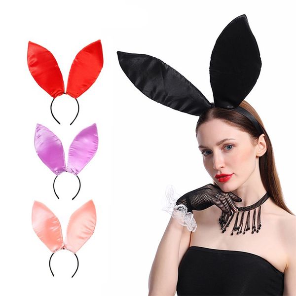 

lace cute cosplay costume party headband women black lace rabbit ears hairband hair clip band accessories party, Silver