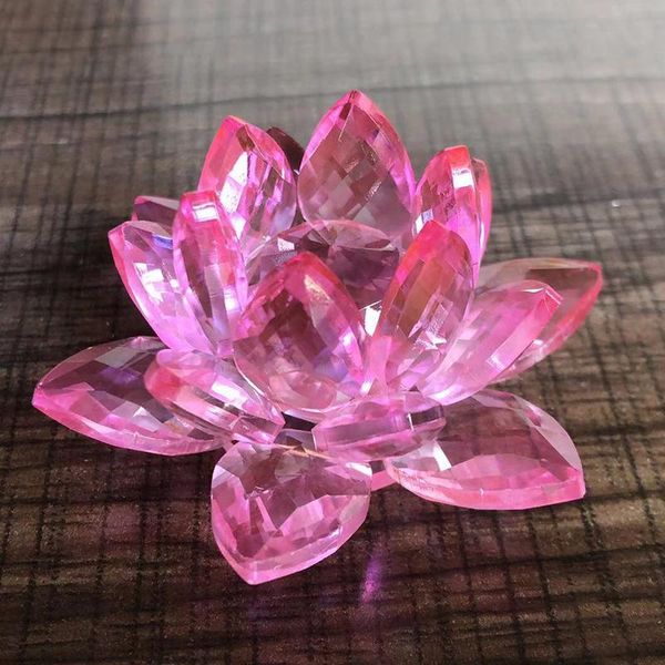 

colors 60mm crystal lotus flower glass character town paper ornament feng shui decorative collection decoration objects & figurines