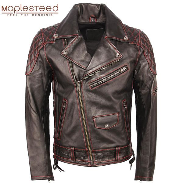 

men's leather & faux fashion motorcycle jacket thick 100% cowhide slim fit men genuine coat motor biker winter clothing m355, Black