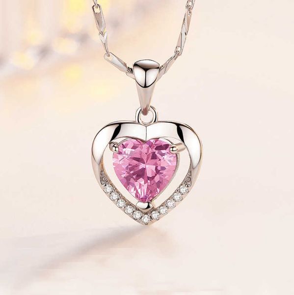 

s999 pure sier heart with you full necklace eternal pendant female -shaped clavicle necklace, Silver