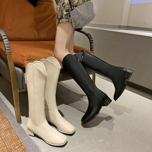 

boots yuke knee-high women winter warm over the knee chunky thigh high long boot female leather knight plus size 43, Black