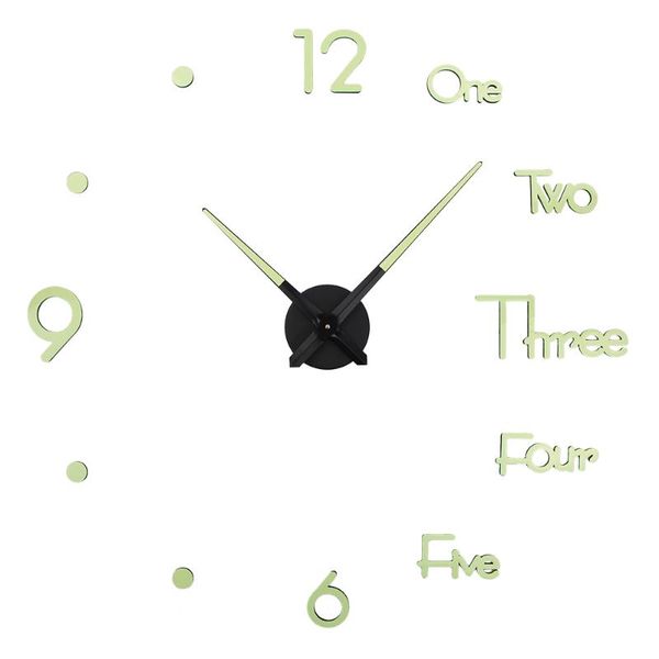 

luminou watck sticker quartz large wall clock luminous diy in 3d acrylic clocks home office decor