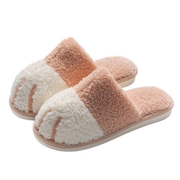 

winter house warm fur slipers for women cute cat designer bedroom plush shoes non-slip indoor furry slippers, Black