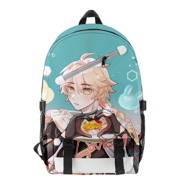 

backpack genshin impact traveler aether cartoon men women oxford school bag fashion style teenager child travel