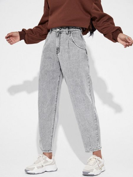 

high waisted carrot boyfriend jeans f3ja#, Blue