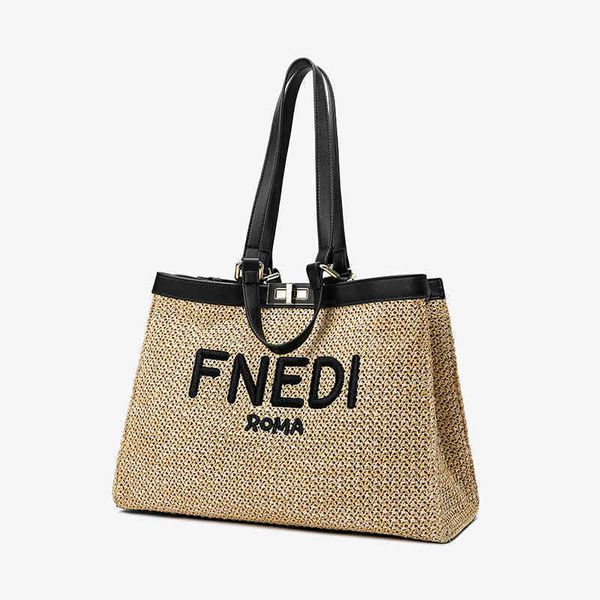 

wholesale leisure summer woven bag 2021 trend beach letter grass large capacity portable one shoulder bag luxu luxurys designers bag