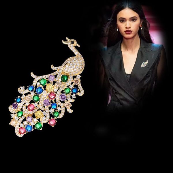 

pins, brooches swour fashion jewelry austria multicolor crystal cz peacock design brooch and pins for women s446, Gray