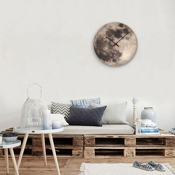 

wall clocks decorative wooden clock moon black hole pattern mute wallclock home decor decoration living room
