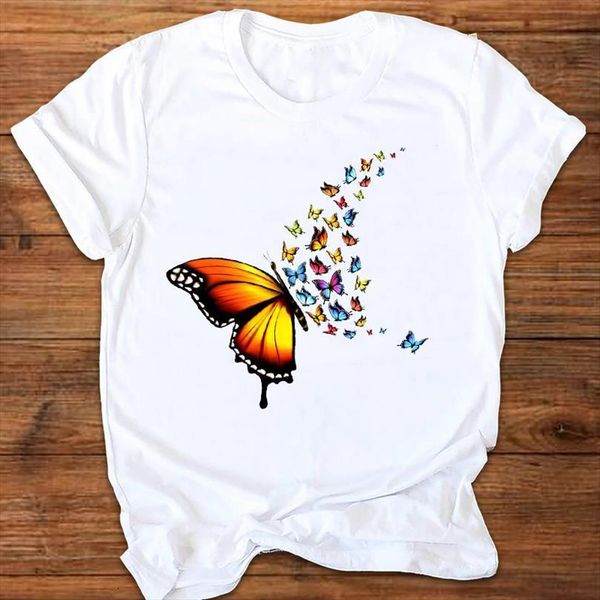 

men graphic butterfly cartoon mens t shirt printing cute 90s fashion style print clothes lady tees female, White;black