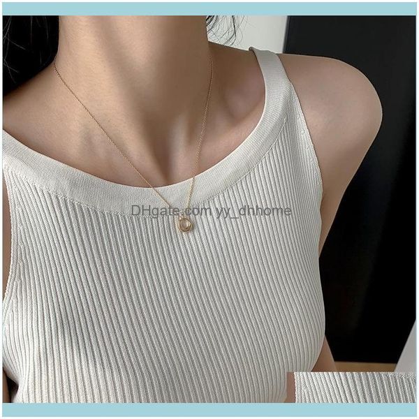 

& pendants jewelryjapanese style circle alloy pendant necklace hollow small linked chain necklaces elegant jewellery for women lover drop de, Silver