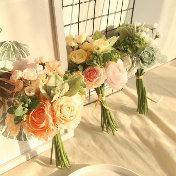 

land lotus road lead holding flowers bouquet artificial flower home festival party decoration dried plants for wedding decorative & wreaths