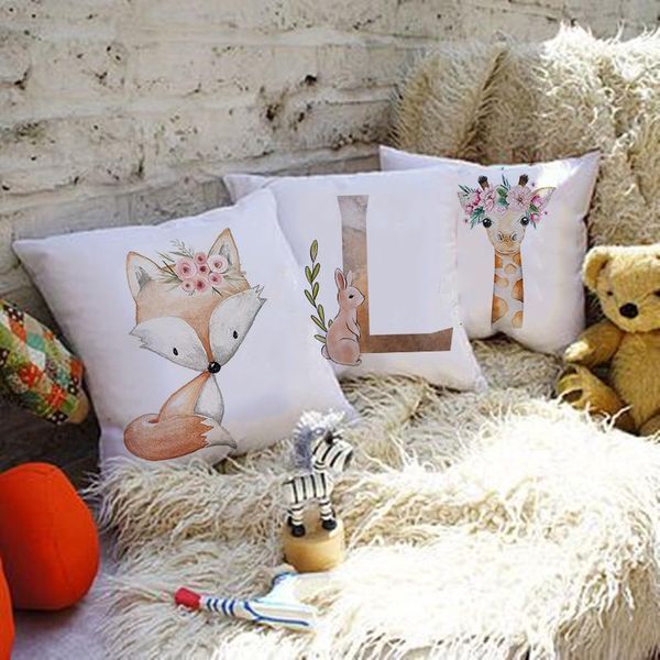 

cushion/decorative pillow nordic forest cartoon animal nursery cushion cover hand painting case bookcase boy room decor