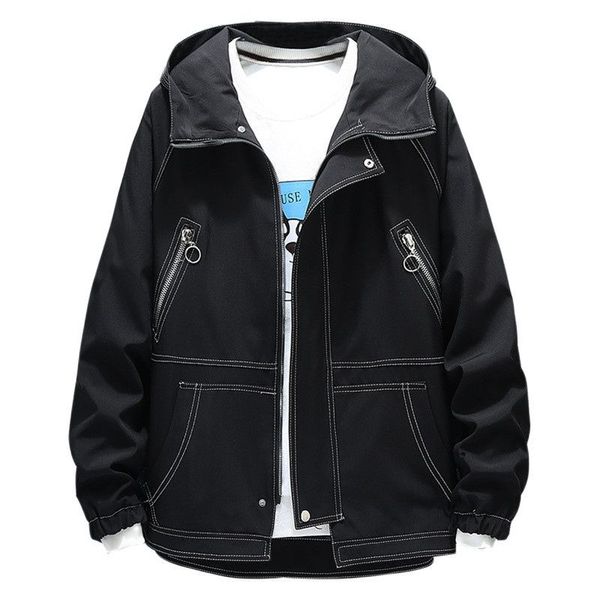 

men's jackets casual male hooded jacket plus size, spring fall, black coat, zipper, jacket, , loose, outer garment fkex, Black;brown