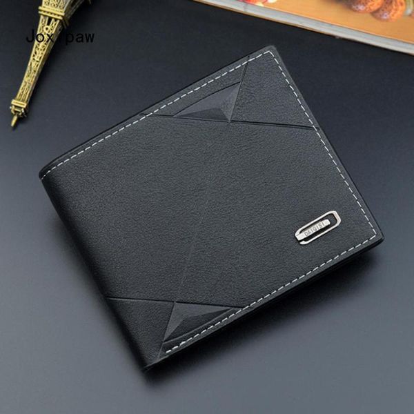 

men business leather billfold wallet short slim male purses money thin wallets, Red;black