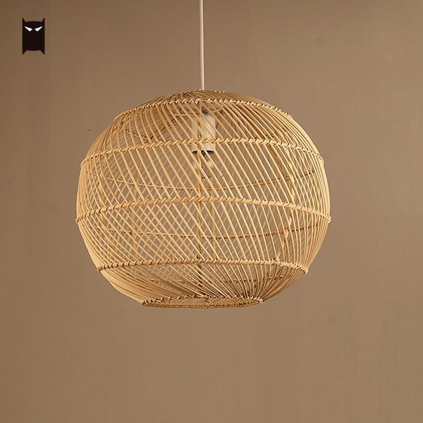 

pendant lamps bamboo wicker rattan globe shade light fixture country style hanging ceiling lamp aisle staircase restaurant dining room