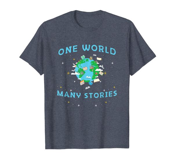 

One World, Many Stories - Book Reading Shirt, Mainly pictures