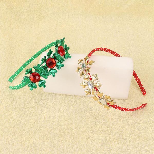 

christmas gold snowflake big diamond dotted ribbed hair band children's holiday gift accessories, Slivery;white
