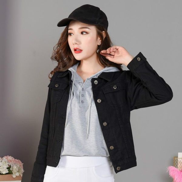 

fashion summer retro slim girls black jacket women short denim cowgirl costume cute vintage female coat streetwear chaqueta 2xl women's, Black;brown