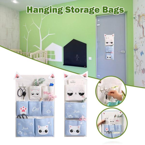 

storage bags 7 pockets waterproof wall hanging book keys mobile phone door organizer pouch bedroom dormitory office container