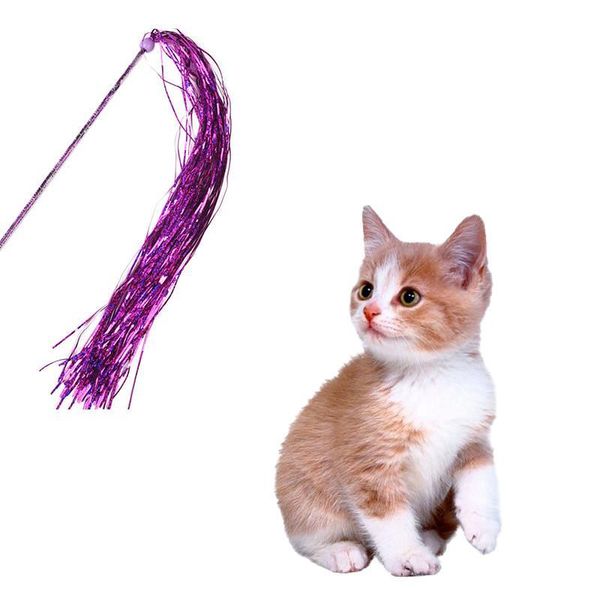 Gato brinquedos Teaser Wand Tassel engraçado gatinho vara franjas diamante anel de papel Bell longo haste para animal de estimação