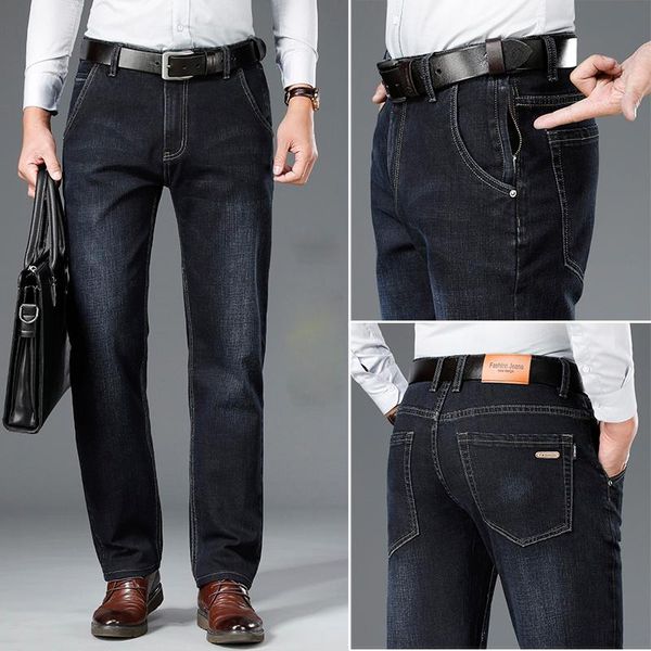 

men's jeans regular-fit autumn and winter 2021 anti-theft zipper pocket brand clothing, Blue