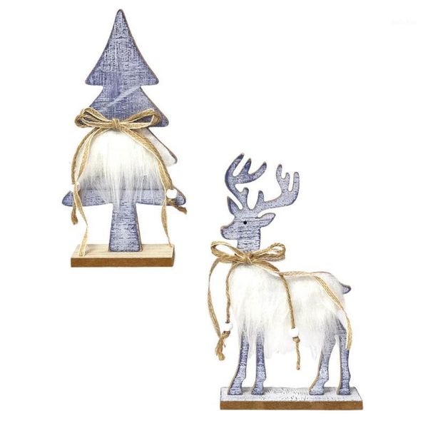 

christmas decorations 2pcs xmas tree elk adornment home wooden plush decor party ornament grey