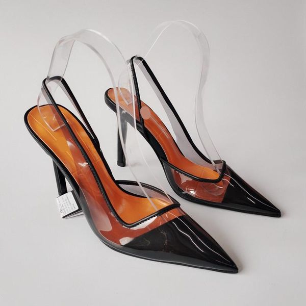 

sandals stiletto heels 2021 women's pvc shoes suit female beige plastic girls summer black comfort high fashion pointed back