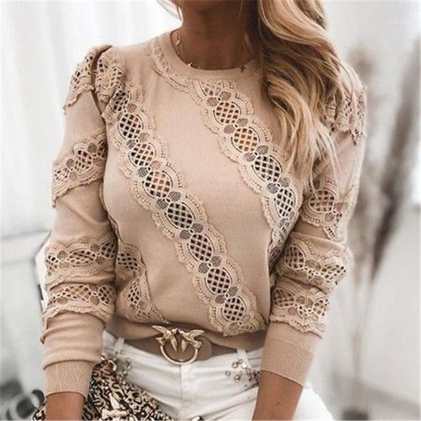 

fashion casual women spring autumn round neck long sleeve lace hollow knitwear pullover for party elegant clothing women's sweaters, White;black