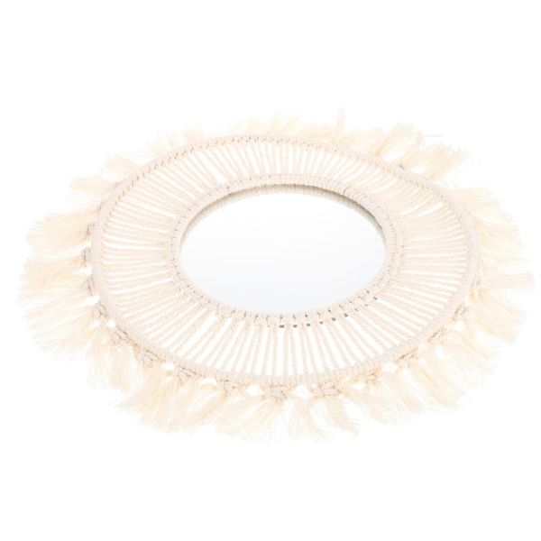 

mirrors 1pc household macrame mirror decorative wall hand-woven adornment (beige)
