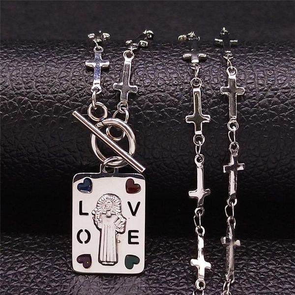 

pendant necklaces christian love cross stainless steel jesus necklace women silver color geometry charm jewelry collane nxs05