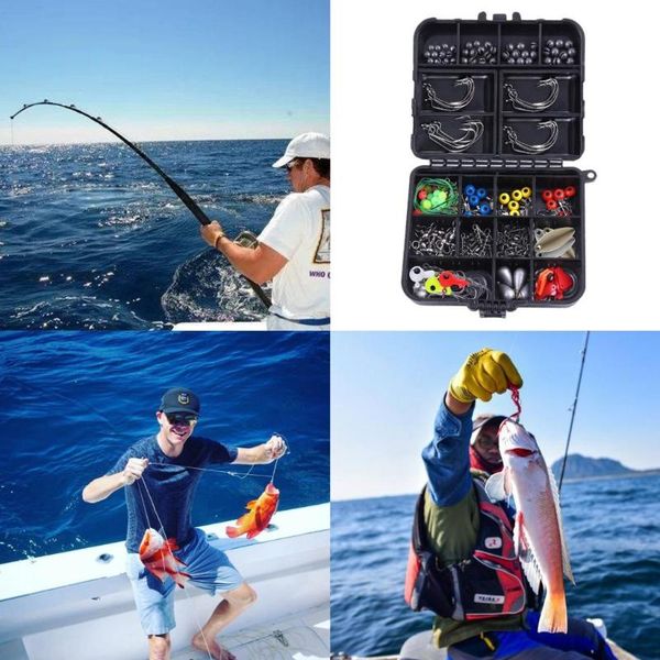 

160/187pcs fishing accessories kit jig hooks set with tackle box boxes for lovers