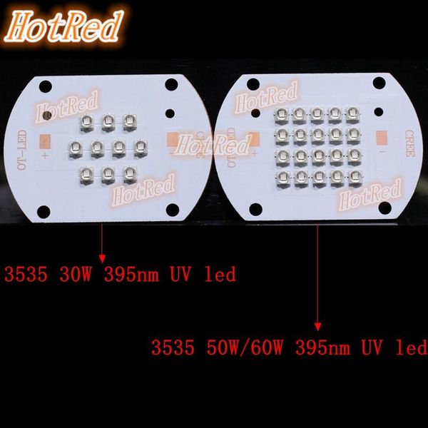 

bulbs 1pcs 5pcs 3535 30w 50w high power uv 365nm 385nm 395nm 45mil purple led diode light lamp for glue curing ink