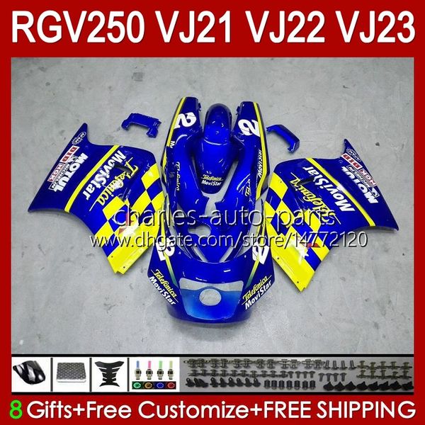 Kit de corpo para Suzuki RGV250C SAPC VJ21 RGV250 RGV-250cc Bodywork VJ-21 Glossy Blue New Painel 21HC.69 RGVT RGV 250cc 250 CC RGV-250 88 89 RGVT-250 VJ 21 1988 1989 Fairing OEM