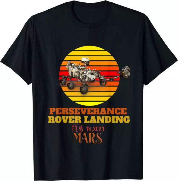 

perseverance rover landing mars 2021 retro vintage gift t-shirt, White;black
