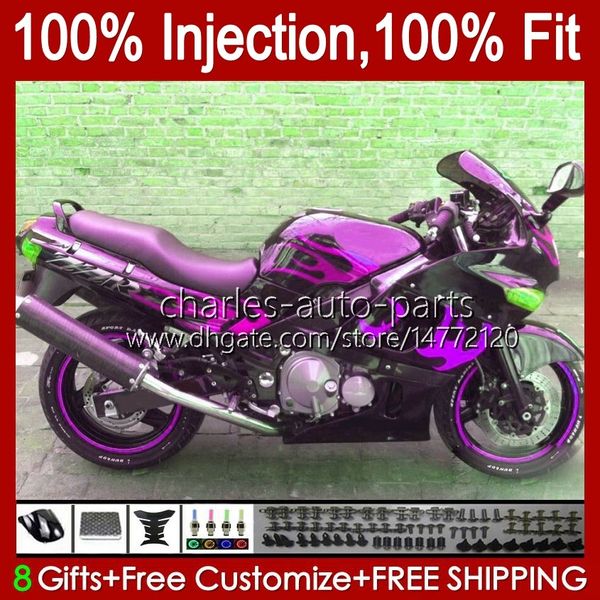 Injeção para Kawasaki Ninja ZZR400 Pink Flames New ZZR600 1993 1994 1995 1996 1997 1998 1999 07 84HC.170 ZZR 400 600 ZZR-400 2001 2006 2007 Fairings