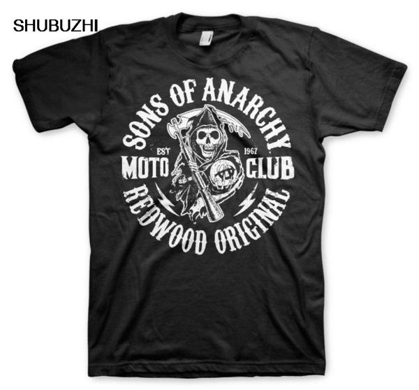 

cotton tshirt men summer fashion t-shirt euro size t shirt sons of anarchie soa redwood original moto club pull homme hybris, White;black