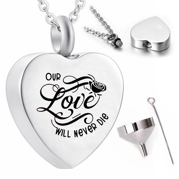 

rose flower pendant necklace ashes urns souvenir cremation jewelry gift, Silver