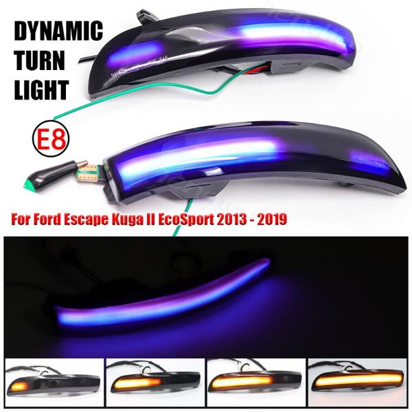 

dynamic turn signal led rearview mirror indicator blinker light for escape kuga ii ecosport 2013 - 2021 blue and yellow emergency lights