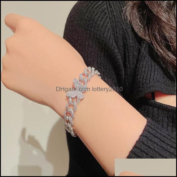 Bracciali a maglie Gioielli Catena a maglie Bracciale da donna Lavoro pesante Farfalla Fl di trapani Consegna drop 2021 Jyufb