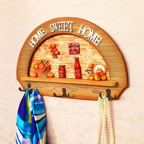 

key holder for wall -3 hooks-wooden organizer rack keys coats office,living room, bedroom kitchen storage & organization