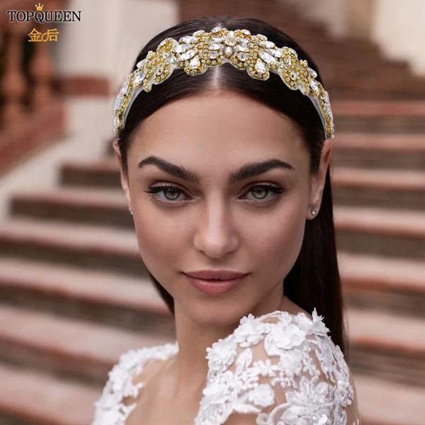 

hair clips & barrettes ueen s12-g luxury baroque padded hairband for women vintage gold color crystal beaded headband girls bridal crown, Golden;silver