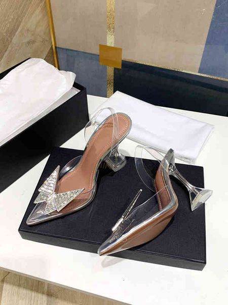 

sandals fw21 butterfly buckle pvc high heels, no deformation super highs heel sandals, banquet paty fairy shoes, Black