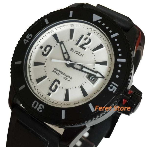 

wristwatches 43mm fashion sports series sterile black white orange dial case automatic mechanical mens watch, Slivery;brown