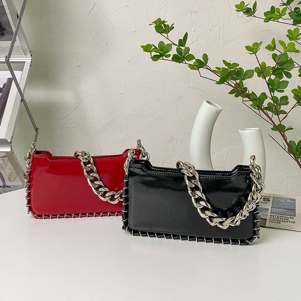 

wholesale factory ladies shoulder bags elegant solid color leather chain bag street personality chain edging women handbag fashion bright st