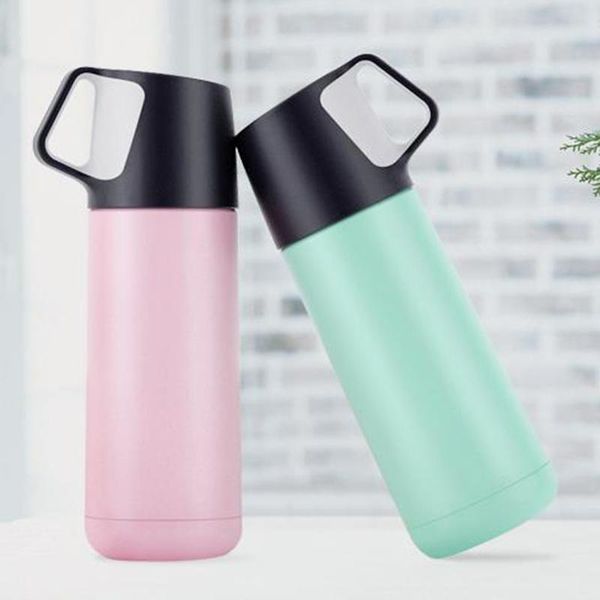 

water bottles 304 stainless steel double-layer vacuum flask business creative portable lid cup sports bottle tumbler
