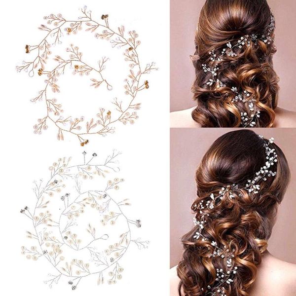 

hair clips & barrettes 50cm faux pearls rhinestones bride vine headpiece headband bridal accessory wedding accessories, Golden;silver