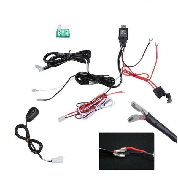 

black switch wire group led light bar wiring harness kit 12v fuse relay on/off waterproof other lighting system