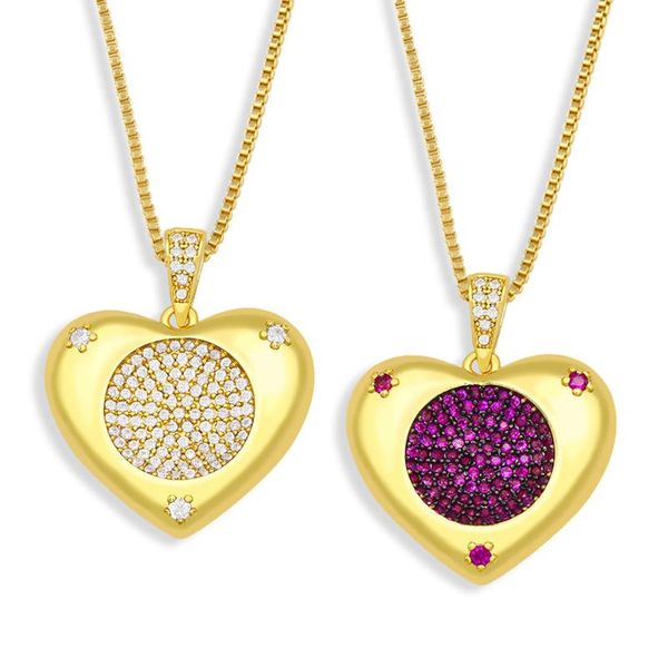

pendant necklaces flola cz heart necklace for women gold chain white fuchsia round love crystal wedding jewelry nkev73, Silver